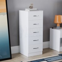 Riano 5 Schublade schmale Kommode hohe Lagerung Einheit Schlafzimmer Möbel Schrank, weiß von HOME DISCOUNT