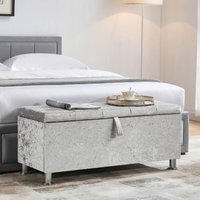 Home Discount - Valencia Stauraum Ottoman Sitzbank Bettdecke Kiste Flur Schlafzimmer Truhe, Crushed-Velvet-Silber von HOME DISCOUNT