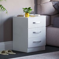 Home Discount - Hulio 3 Schubladen Nachttisch Hochglanz Schrank Kommode Nachttisch Schlafzimmermöbel, Weiß von HOME DISCOUNT