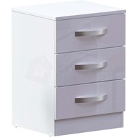 Home Discount - Hulio Nachttisch mit 3 Schubladen, Hochglanz, Nachtschrank, Schlafzimmermöbel, Weiß Home Discount - Hulio Nachttisch mit 3 Schubladen, Hochglanz, Nachtschrank, Schlafzimmermöbel, Weiß von HOME DISCOUNT