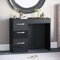 Home Discount - Hulio Schminktisch 3 Schubladen Hochglanz Makeup Schminktisch Aufbewahrungstisch, Schwarz von HOME DISCOUNT