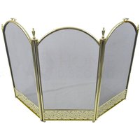 Home Discount - Ingleton 3 Panel Fire Guard Fireplace Screen Fence, Brass von HOME DISCOUNT