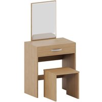 Home Discount - Isla Schminktisch & Spiegel Set 1 Schublade Hocker Schminktisch, Kiefer von HOME DISCOUNT