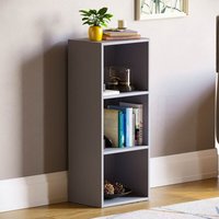 Oxford 3 Tier Cube Bookcase Shelving Storage Unit, Grey von HOME DISCOUNT