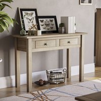 Home Discount - Panama 2 Drawer Console Table With Shelf Solid Pine Side End Hallway Table von HOME DISCOUNT