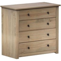 Home Discount - Panama Kommode mit 4 Schubladen, Massives Kiefernholz, Schlafzimmer-Aufbewahrungsmöbel von HOME DISCOUNT