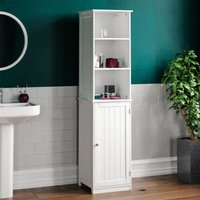 Home Discount - Priano 1 Tür 2 Regal Hochschrank freistehend Badezimmerschrank, Weiß von HOME DISCOUNT