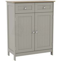 Home Discount - Priano Stand-Schrank mit 2 Schubladen und 2 Türen, Badezimmermöbel, Grau-Eiche von HOME DISCOUNT