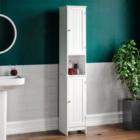 Home Discount - Priano 2 Tür Hochschrank freistehend Badezimmerschrank, Weiß von HOME DISCOUNT