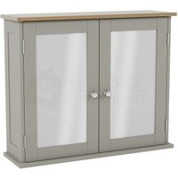 Home Discount - Priano 2 Tür Badezimmer Schrank Mit Spiegel Wandhängend, Grau-Eiche von HOME DISCOUNT