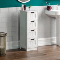 Home Discount - Priano 4-Schubladen-Schrank, freistehend, Badezimmerschrank, Weiß von HOME DISCOUNT