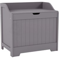 Priano Wäschetruhe, Badezimmerschrank mit Wäschekorb und Handtuchaufbewahrung, Grau von HOME DISCOUNT