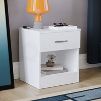 Home Discount - Riano 1 Schublade Nachttisch Schrank Kommode Nachttisch Schlafzimmermöbel, Weiß von HOME DISCOUNT