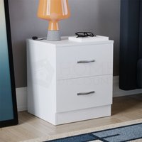 Home Discount - Riano 2 Schubladen Nachttisch Schrank Kommode Nachttisch Schlafzimmermöbel, Weiß von HOME DISCOUNT