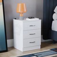 Home Discount - Riano 3 Schubladen Nachttisch Schrank Kommode Nachttisch Schlafzimmermöbel, Weiß von HOME DISCOUNT