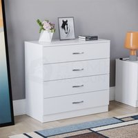 Home Discount - Riano 4 Schubladen Kommode Schlafzimmer Aufbewahrungsmöbel, Weiß von HOME DISCOUNT