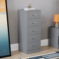 Riano 5 Drawer Narrow Chest Tall Storage Unit Bedroom Furniture Cabinet, Grey von HOME DISCOUNT