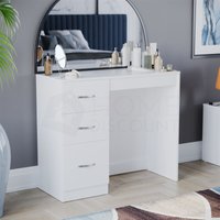 Home Discount - Riano Ankleide Tisch 3 Schubladen Schminktisch Schreibtisch, Weiß von HOME DISCOUNT