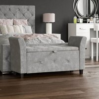 Seville Storage Ottoman Bench Bedding Blanket Box Hallway Bedroom Chest, Crushed Velvet Silver von HOME DISCOUNT
