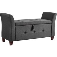 Home Discount - Seville Stauraum Ottoman Sitzbank Bettdecke Kiste Flur Schlafzimmer Truhe, Dunkelgrau-Leinen von HOME DISCOUNT