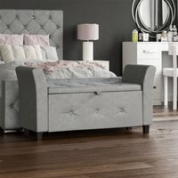 Home Discount - Seville Storage Ottoman Bank Bettwäsche Decke Box Flur Schlafzimmer Kommode, Hellgrauer Samt von HOME DISCOUNT