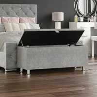 Home Discount - Valencia Storage Ottoman Bank Bettwäsche Decke Box Flur Schlafzimmer Kommode, Crushed Velvet Silber von HOME DISCOUNT