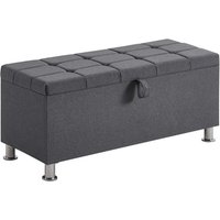 Home Discount - Valencia Stauraum Ottoman Sitzbank Bettdecke Kiste Flur Schlafzimmer Truhe, Dunkelgrau-Leinen von HOME DISCOUNT