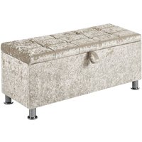 Valencia Stauraum Ottoman Sitzbank Bettdecke Kiste Flur Schlafzimmer Truhe, Crushed-Velvet-Champagne von HOME DISCOUNT