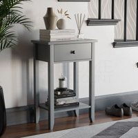 Home Discount - Windsor 1 Drawer Console Table With Shelf mdf Side End Hallway Table, Grey von HOME DISCOUNT