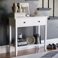 Windsor Konsolentisch mit 2 Schubladen und Regal, mdf, weiß, Side End Hallway Table von HOME DISCOUNT