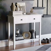 Home Discount - Windsor Konsolentisch mit 2 Schubladen und Ablage – Seitentisch Flurtisch, Weiß von HOME DISCOUNT