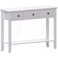 Home Discount - Windsor Konsolentisch mit 3 Schubladen und Ablage – Seitentisch Flurtisch, Weiß von HOME DISCOUNT