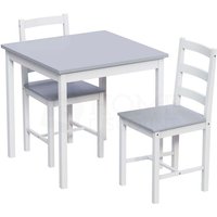Yorkshire 2-Sitzer Holz Essgruppe Tisch mit Stühlen Küchenmöbel, Weiß-Grau von HOME DISCOUNT