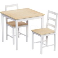 Home Discount - Yorkshire 2-Sitzer Holz Essgruppe Tisch mit Stühlen Küchenmöbel, Weiß-Kiefer von HOME DISCOUNT