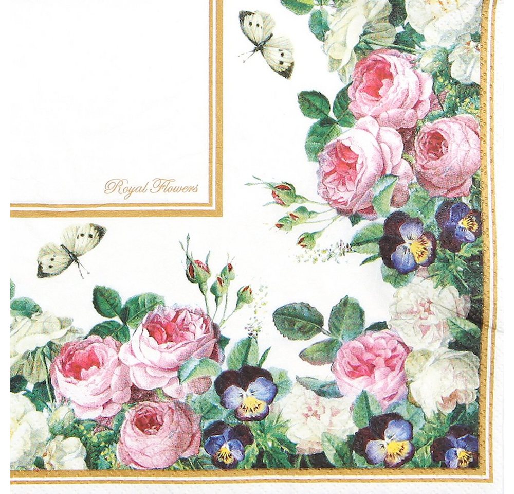 H-Erzmade Einweggeschirr-Set 20 Servietten - Royal Flowers-Blumenstück - 33x33c, Papier von H-Erzmade