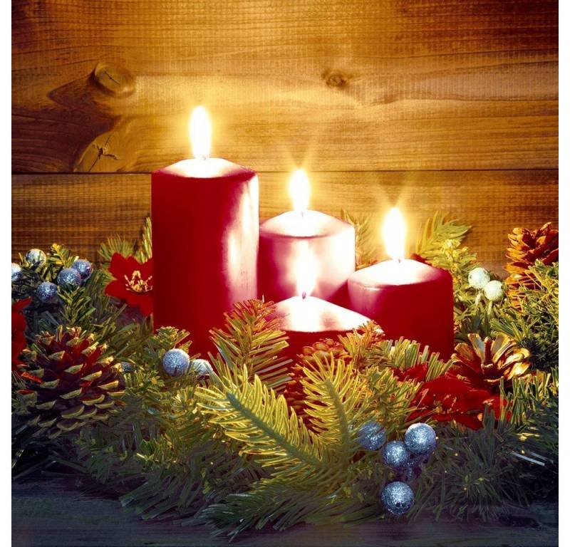 HOME FASHION Papierserviette 20 Servietten Advent 33x33cm, (20 St) von HOME FASHION