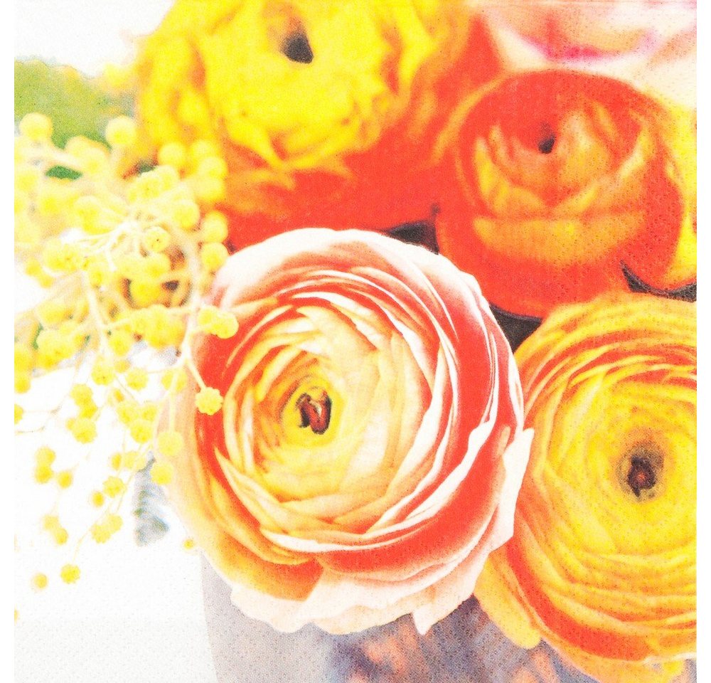HOME FASHION Papierserviette 20 Servietten Beauty of Ranunculus - Kräftige Ranunkeln 33x33cm, (20 St) von HOME FASHION