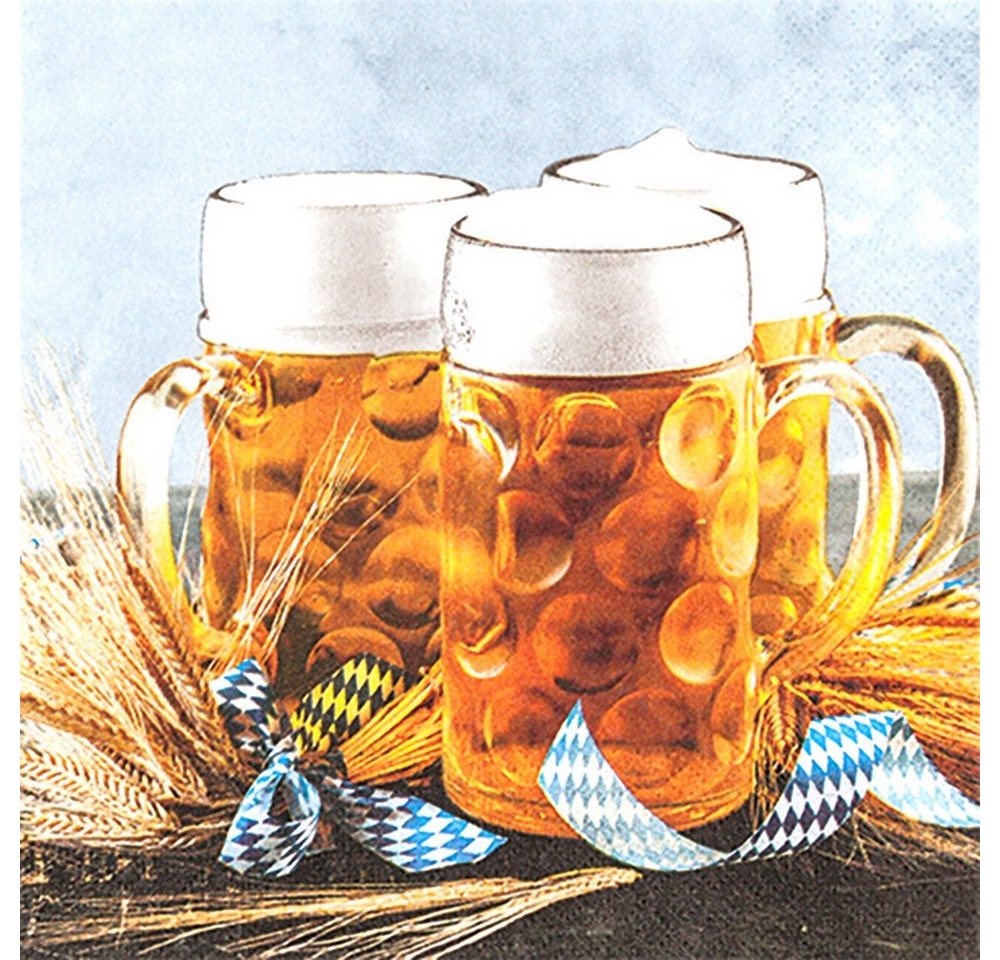 HOME FASHION Papierserviette 20 Servietten Beer Mug - Bierkrüge 33x33cm, (20 St) von HOME FASHION