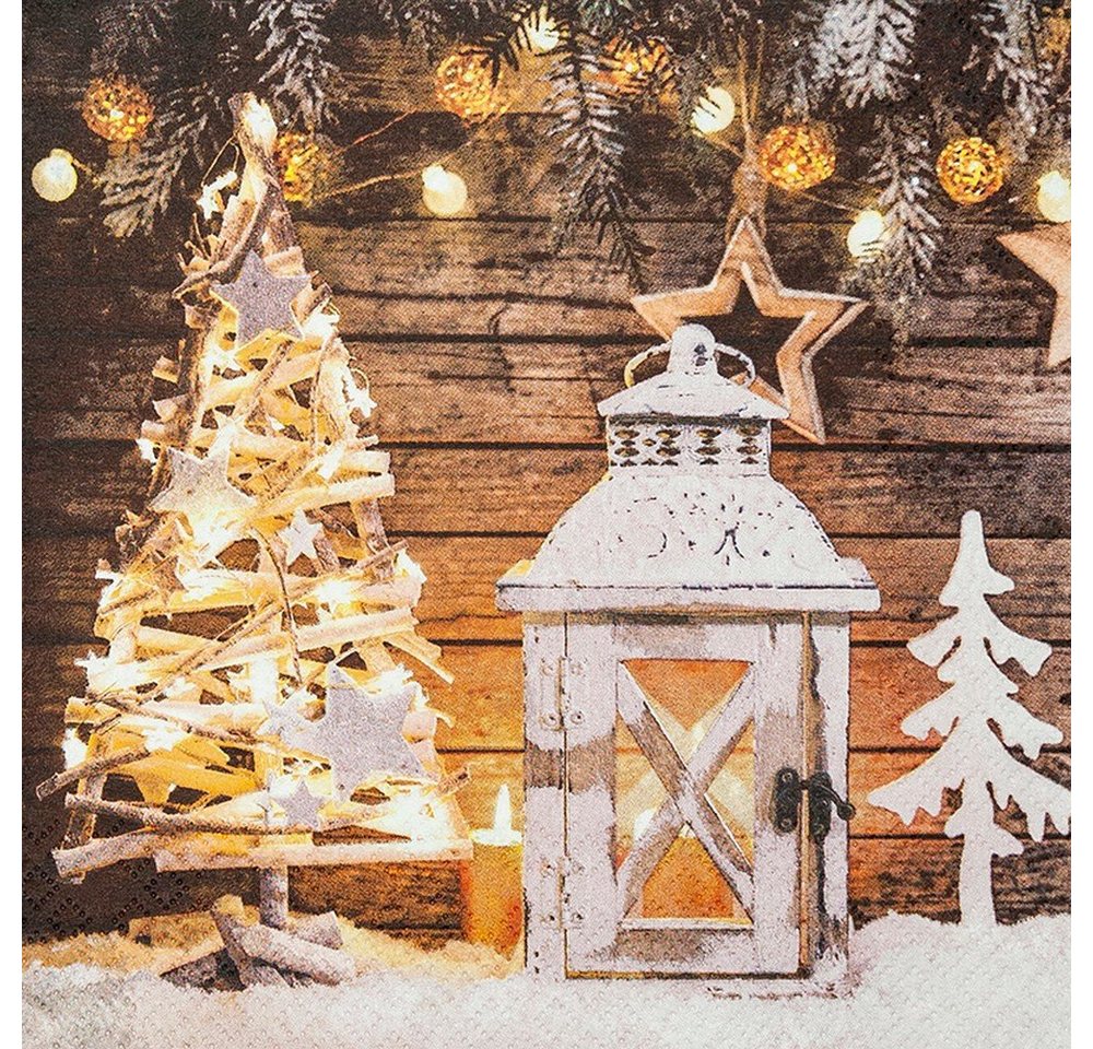 HOME FASHION Papierserviette 20 Servietten Bright Christmas - Dekoriert und beleuchtet 33x33cm, (20 St) von HOME FASHION