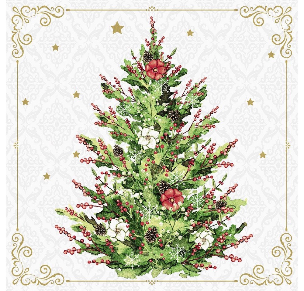 HOME FASHION Papierserviette 20 Servietten Christmas Tree 33x33cm, (20 St) von HOME FASHION