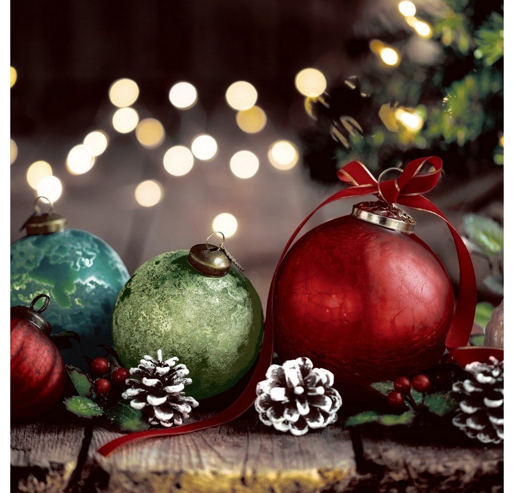 HOME FASHION Papierserviette 20 Servietten Classic Baubles 33x33cm, (20 St) von HOME FASHION