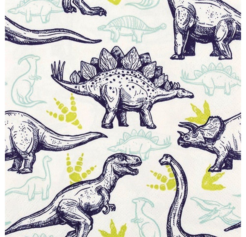 HOME FASHION Papierserviette 20 Servietten Dinosaurs - Dinosaurier 33x33cm, (20 St) von HOME FASHION