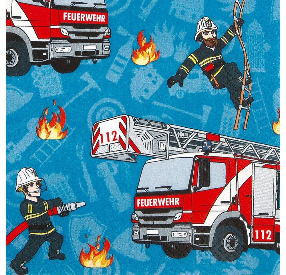 HOME FASHION Papierserviette 20 Servietten Fire Fighter - Feuerwehr im Einsatz 33x33cm, (20 St) von HOME FASHION