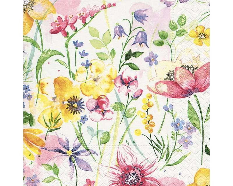 HOME FASHION Papierserviette 20 Servietten Flower Meadow 33x33cm, (20 St) von HOME FASHION