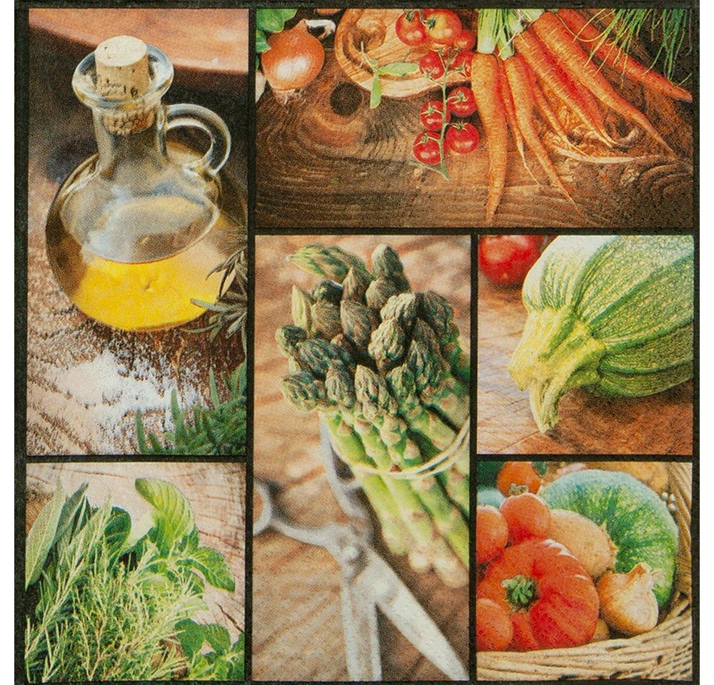 HOME FASHION Papierserviette 20 Servietten Fresh Vegetables - Collage vom Gemüse 33x33cm, (20 St) von HOME FASHION