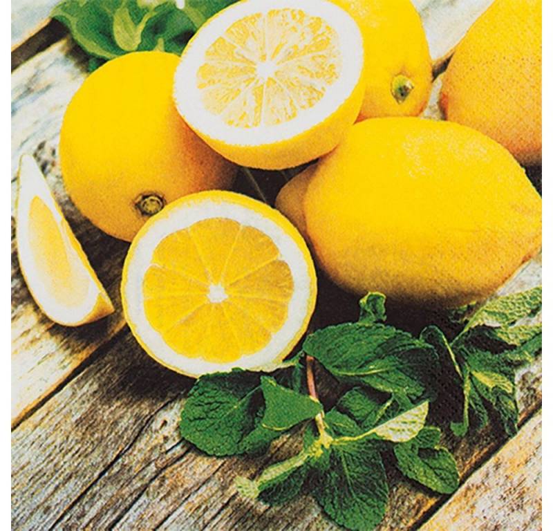 HOME FASHION Papierserviette 20 Servietten Lemon - Viele frische Zitronen 33x33cm, (20 St) von HOME FASHION
