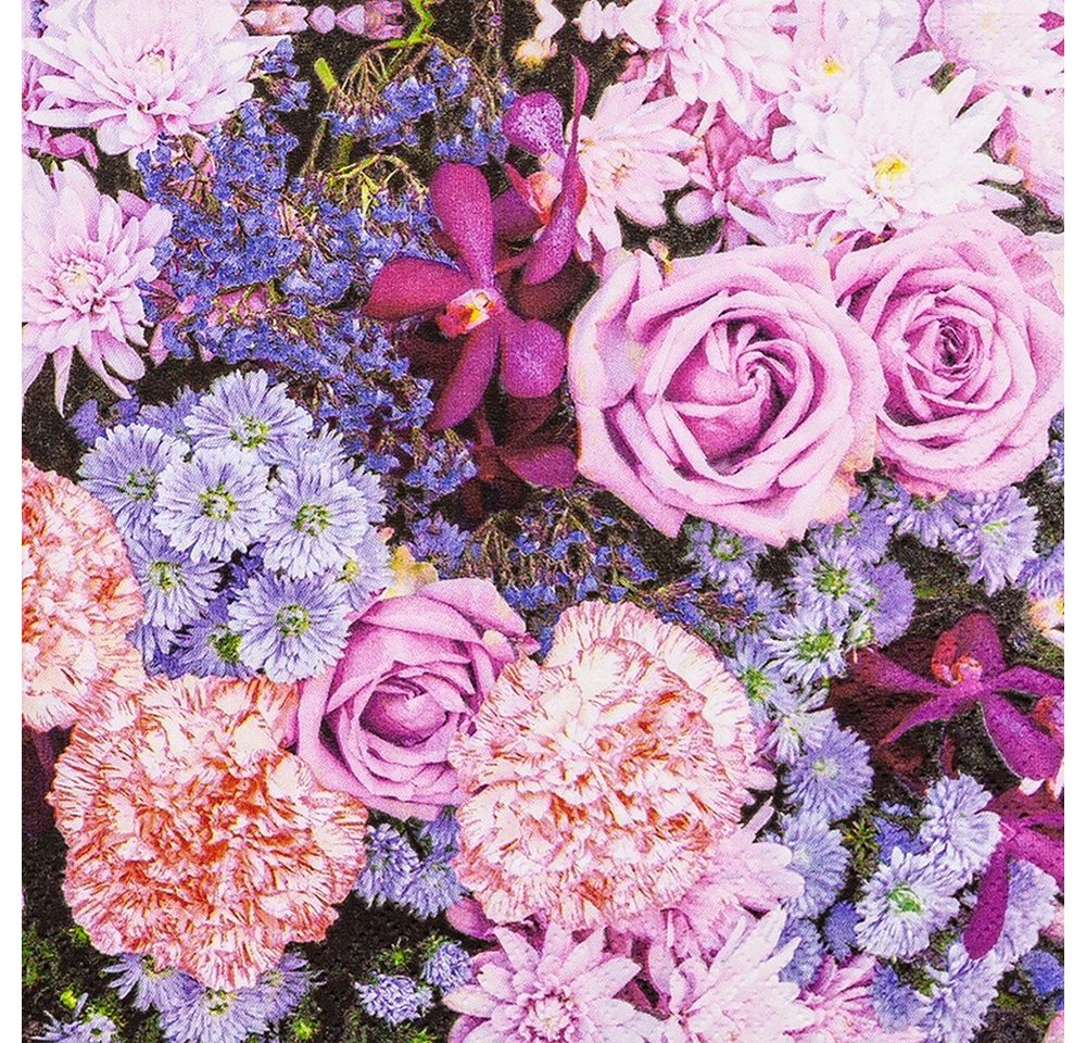 HOME FASHION Papierserviette 20 Servietten Lilac Flowers - Blumen in rosa und flieder 33x33cm, (20 St) von HOME FASHION