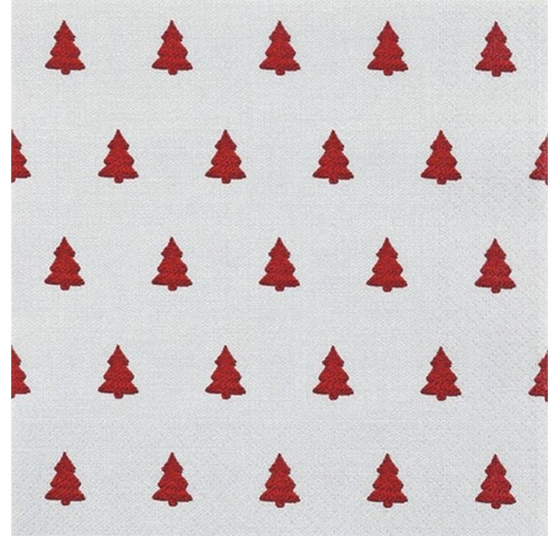HOME FASHION Papierserviette 20 Servietten Linen Trees red - Mini-Bäume rot 33x33cm, (20 St) von HOME FASHION