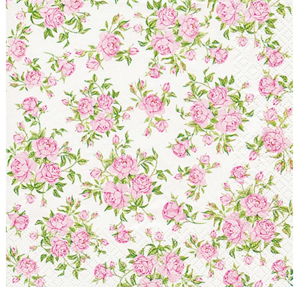 HOME FASHION Papierserviette 20 Servietten Little Roses - Kleine Rosen 33x33cm, (20 St) von HOME FASHION