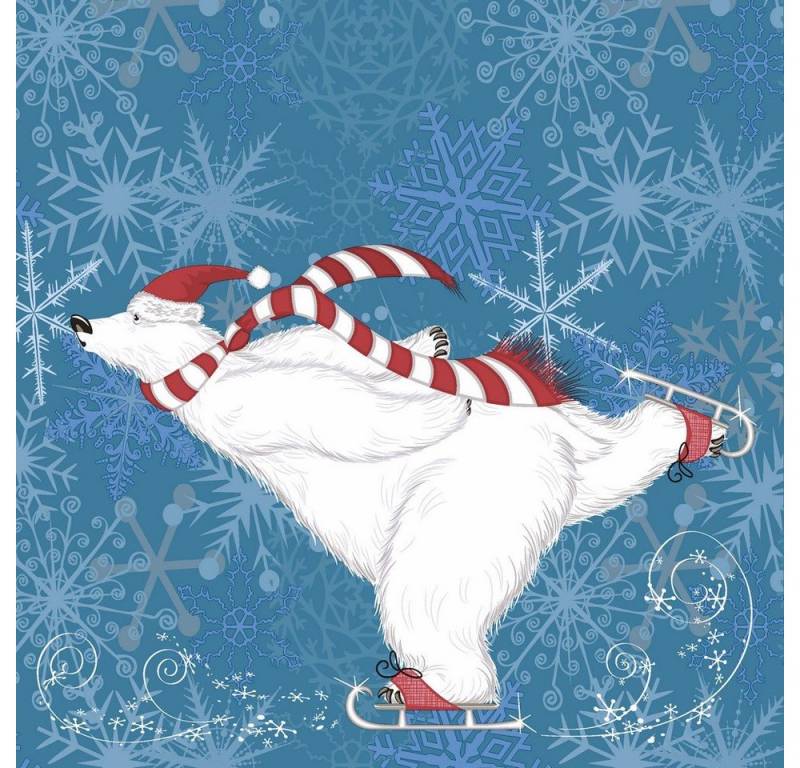 HOME FASHION Papierserviette 20 Servietten Polarbear Skate 33x33cm, (20 St) von HOME FASHION